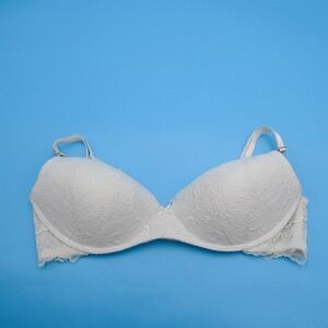 Victoria's Secret Bra Women 38C Dream Angels White Lace Padded No-Wire Nylon
